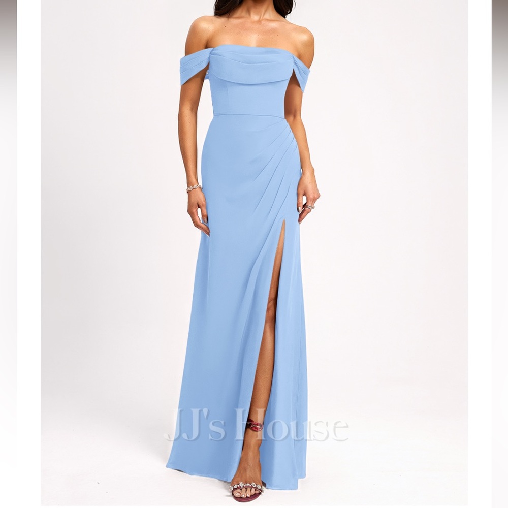Elegant Off-Shoulder Blue Dress